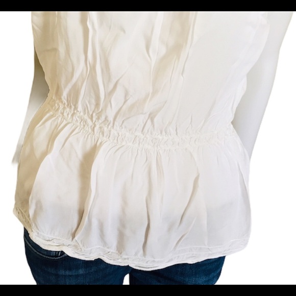 MAX STUDIO Braid Trim Sleeveless Blouse/Top With Scoop Neck Ivory White Medium - Picture 7 of 10